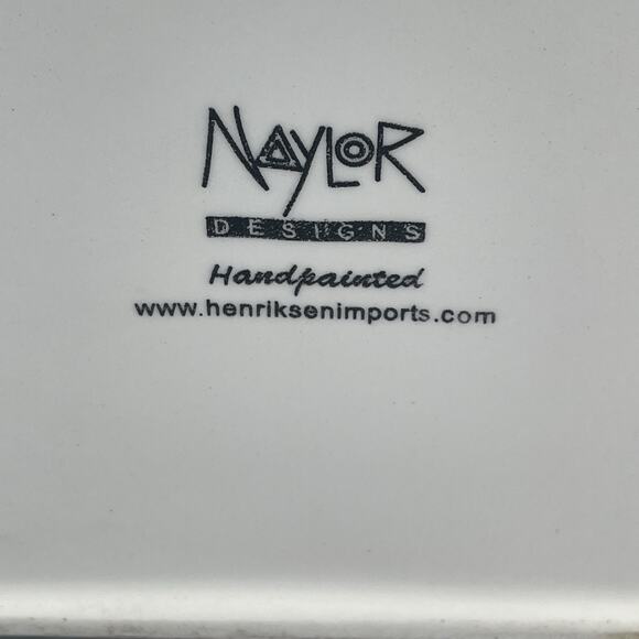 Mary Naylor Designs Modern Ceramic Canister Red Lid Hand Painted Abstract 7x4.5 - Picture 8 of 8